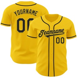 Maglia da baseball personalizzata autentica gialla e nera