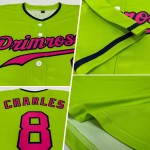 Maillot de baseball authentique rose-vert marine fluo personnalisé