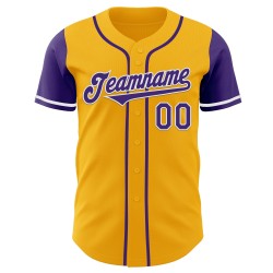 Maglia da baseball autentica Tone Two Viola-Bianco personalizzata Oro