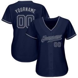 Maillot de baseball personnalisé authentique bleu marine bleu marine-gris