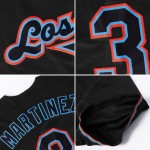 Maillot de baseball personnalisé noir bleu sarcelle-rouge authentique