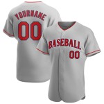 Maglia da baseball autentica personalizzata, grigia, rossa e blu navy
