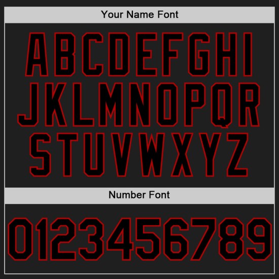 Maglia da baseball personalizzata con motivo a coriandoli 3D autentico rosso nero