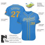 Maillot de baseball authentique Custom Powder Or-Blanc-Bleu
