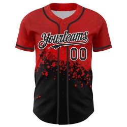 Maglia da baseball personalizzata Rave Design Splatter nera, bianca e rossa con motivo 3D autentico