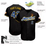 Maillot de baseball personnalisé noir authentique Royal-Gold