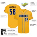 Maglia da baseball autentica blu navy-chiaro oro personalizzata