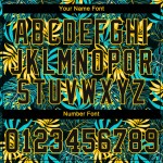 Maillot de baseball personnalisé motif feuilles de palmier noir tropical noir-or 3D authentique