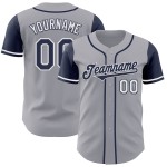Maglia da baseball personalizzata autentica grigia, tonalità blu navy e bianca
