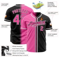 Maillot de baseball rose-blanc-noir tendance personnalisé dégradé authentique