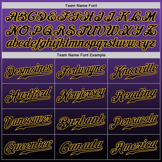 Maillot de baseball tendance violet délavé, personnalisé, noir et or, authentique