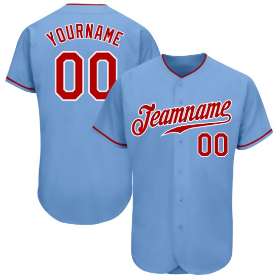 Maillot de baseball bleu authentique rouge-blanc personnalisé léger