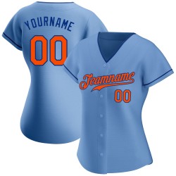 Maglia da baseball autentica personalizzata blu arancione-royal light