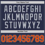 Maglia da baseball retrò autentica personalizzata arancione-grigia blu navy