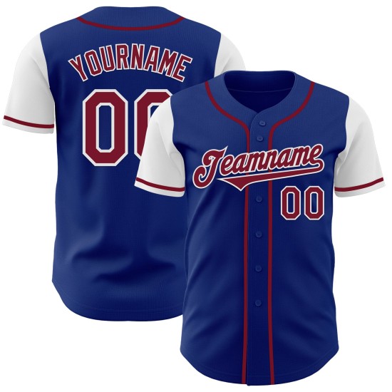 Maglia da baseball personalizzata Crimson-White Tone Two Royal Autentica
