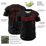 Maglia da baseball personalizzata con motivo a coriandoli 3D autentico rosso nero