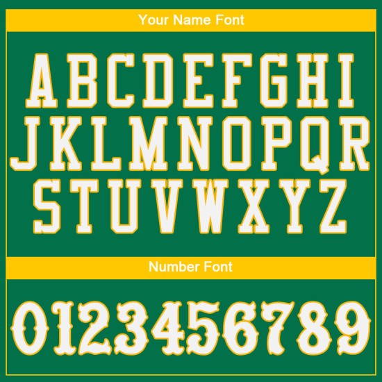 Maglia da baseball verde personalizzata Kelly autentica bianco-oro