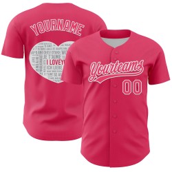 Maglia da baseball personalizzata per San Valentino, con cuore autentico rosa e bianco, 3D